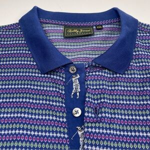Bobby Jones Collection Blue Patterned Mens Collared Polo Shirt XXL